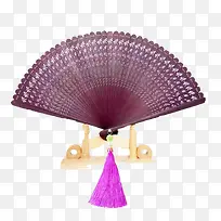 紫色花纹扇坠扇子