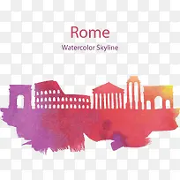 粉红色罗马城市剪影