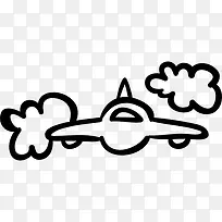 飞碟或飞机正面的轮廓之间的云图标