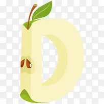 卡通蔬菜水果字母D