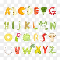 26个蔬菜水果字母设计矢量素材