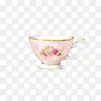 下午茶粉色手绘茶杯