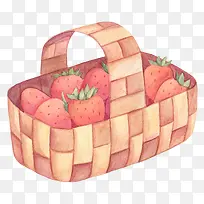 手绘一筐草莓免抠图