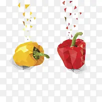 红柿子椒和黄菜椒插画