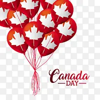 矢量红色加拿大枫叶气球