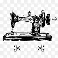 矢量手绘缝纫机