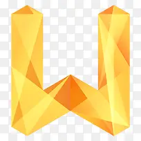 创意黄色钻石折纸几何拼接字母W