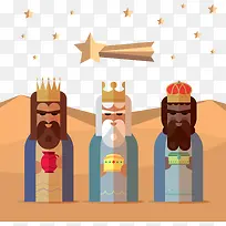 扁平化朝拜的国王插画矢量素材