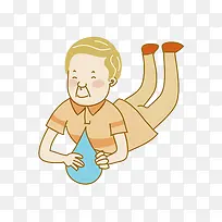 卡通捧着水滴的男人