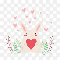 一个抱着爱心的卡通兔子