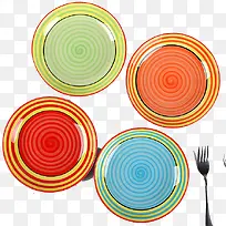 彩虹盘子陶瓷彩色西餐盘菜盘水果