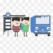 搭公交车上学的学生