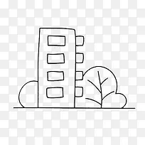 一幢楼房侧面简笔画