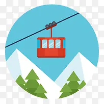 雪山滑雪场缆车