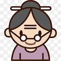 手绘简约老婆婆头像免抠