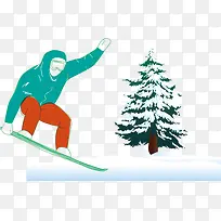 滑雪冬季雪天
