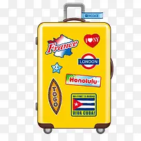 黄色的行李箱设计矢量图