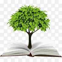 矢量书本上的绿色小树
