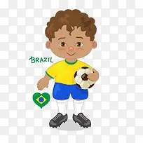 手绘世界杯巴西队卡通形象