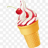红色立体果酱冰淇淋