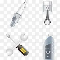 矢量手绘汽车维修保养配件用品