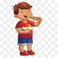 吃披萨饼的男孩简图