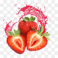 飞溅果汁的草莓
