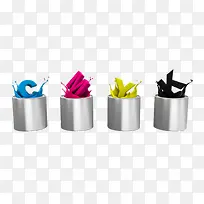 染料桶上的字母CMYK