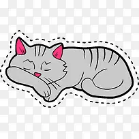 卡通灰色睡觉的猫咪