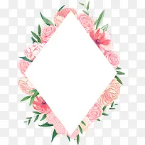 手绘漂亮粉色花卉花框