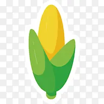 矢量图绿叶黄玉米