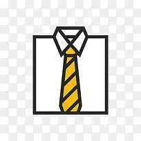 手绘衬衣上的黄色领带