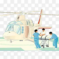 直升飞机救援插画