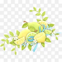 小清新叶子柠檬装饰图案