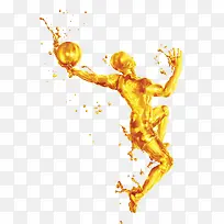 金色水花篮球运动员