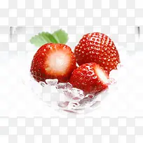 草莓水果冰块叶子