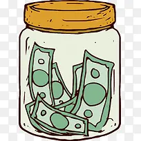 矢量图水彩透明存钱罐
