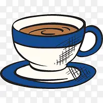 蓝色手绘咖啡杯