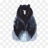 创意黑熊与星空免抠素材