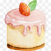 粉色水彩草莓蛋糕