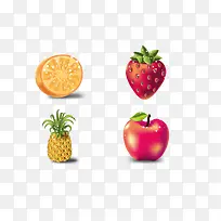 手绘橙子草莓菠萝苹果