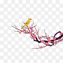 水墨画金丝鸟与梅花