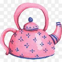 粉红色手绘的茶壶