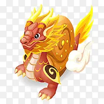 金色飞龙手绘神兽