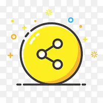 黄色手绘分享卡通图标