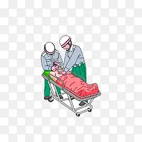 卡通抢救人员