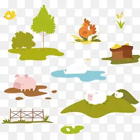 森林牧场矢量图