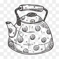 手绘卡通水壶茶壶设计