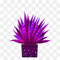 卡通紫色盆栽和植物
