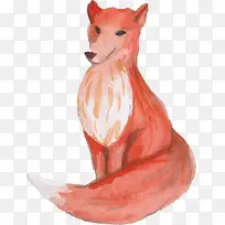 水彩动物红色狐狸
